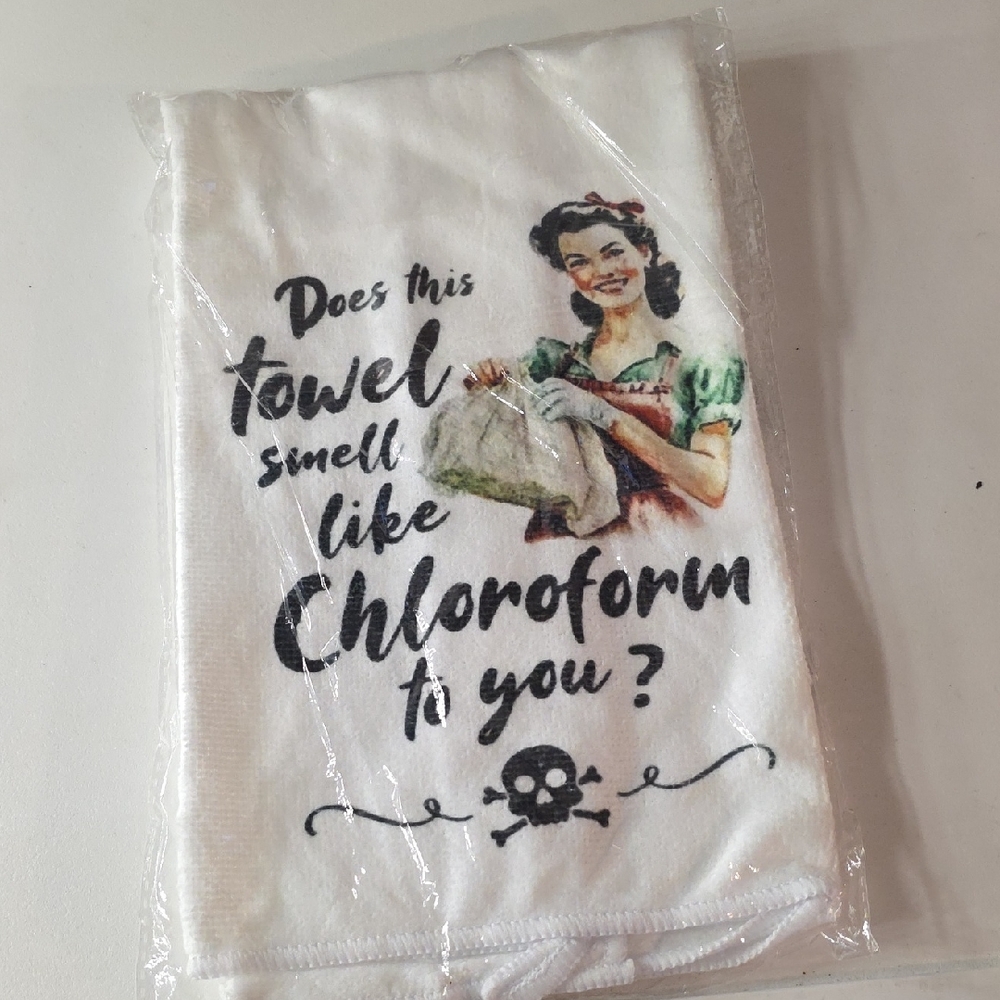 White Towel with Humorous Print NWT